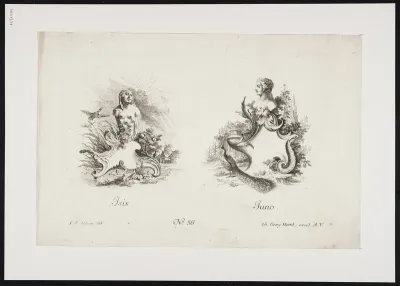 2 cartouches with Juno and Isis