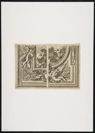 2 ceilings with friezes, nude male figures, mythical scenes and victory attributes (1)