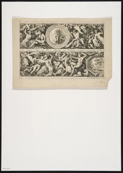 2 friezes with nudes, putti and foliate scrolls