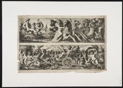 2 friezes with procession of putti at sea