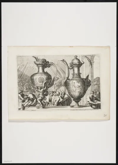 2 jugs turned to the left, decorated with winged female figures