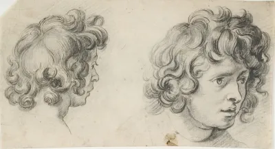2 studier af hoveder efter van Dyck?