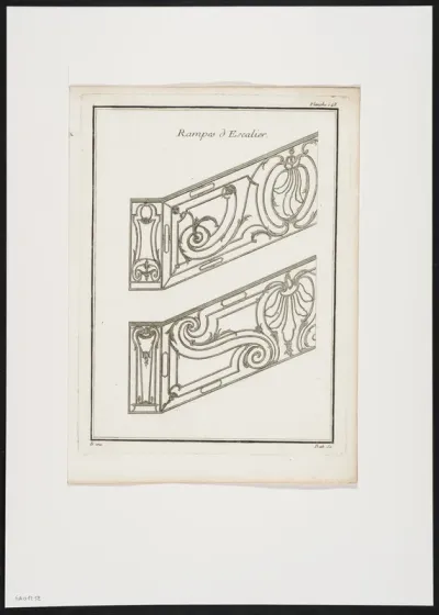 2 wrought iron banisters decorated with foliate scrolls (1).