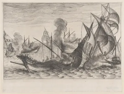 2e Combat Naval (Second Naval Battle), from La Vie de Ferdinand Ier de Médicis série appelée aussi Les Batailles des Médicis (The Life of Ferdinand I de'Medici also called The Medici Battles)