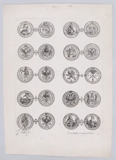 2nd Plate, Featuring 10 Coins Issued by European Princes in the 16th and 17th centuries, from Les Monnaies (The Currencies)