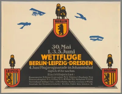 30 Mai, 1.3.5. Juni Weltflüge Berlin-Leipzig-Dresden. 4. Juni Flugzeugparade in Johannisthal