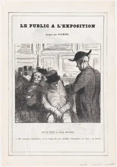 5 o'clock on June 30th, from 'The public at the exhibition,' published in Le Petit Journal pour Rire, June 25, 1864
