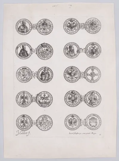 6th Plate, Featuring 10 Coins Issued by European Princes in the 16th and 17th centuries, from Les Monnaies (The Currencies)