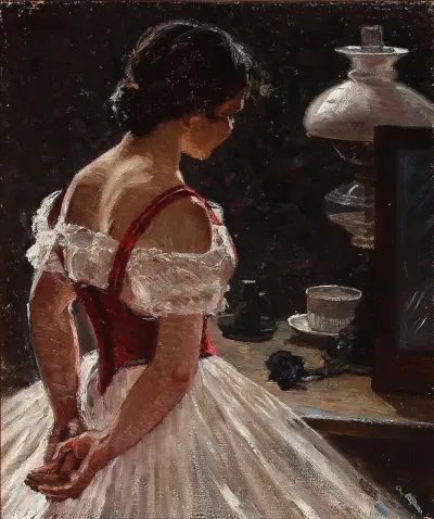 A ballerina seen from behind.