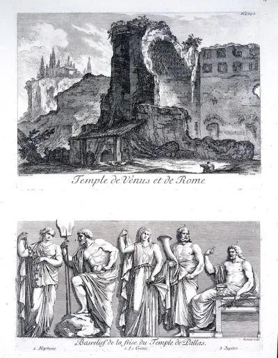 A bas relief of Neptune, Jupiter, and three other figures, on the temple of Minerva Pallas