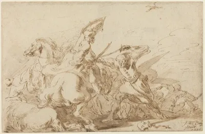 A Battle between Oriental Cavalry and Soldiers