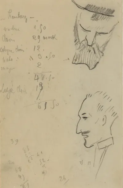 A Bearded Man and a Man in Profile [verso]