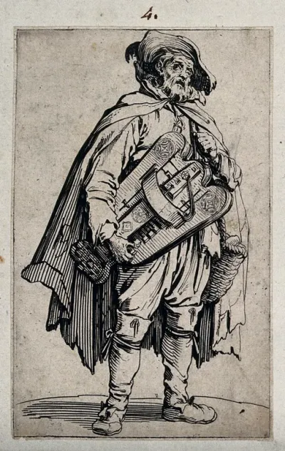 A beggar with a hurdygurdy