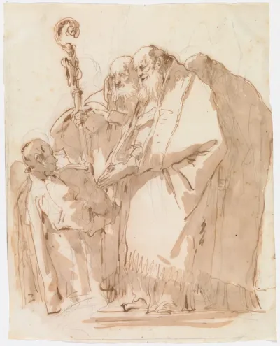 A Bishop and Two Priests, with an Acolyte Holding Open a Book Before Them