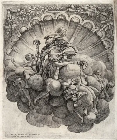A bishop surrounded by seven angels