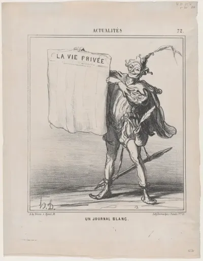 A blank newspaper, from 'News of the day,' published in Le Charivari, March 31, 1868