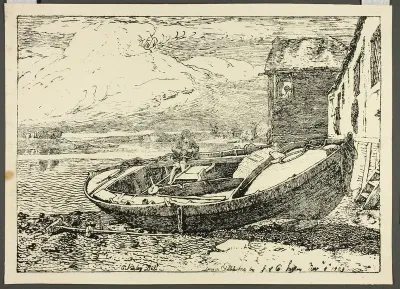A Boy Sitting on a Banked Vessel