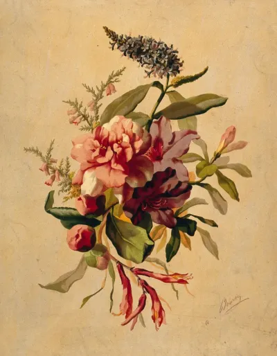 A bunch of winter-flowering plants, including heather, camellia and rhododendron