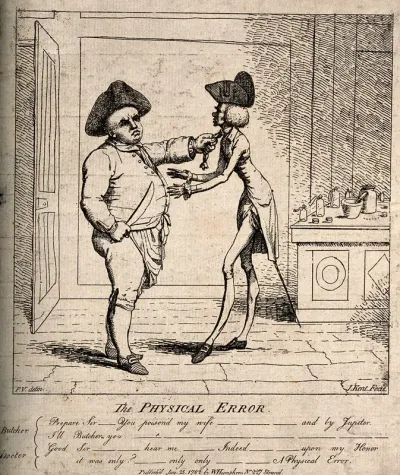 A butcher threatening a doctor with revenge for poisoning his wife