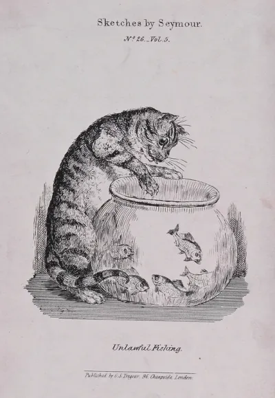 A cat pawing at goldfish in a bowl