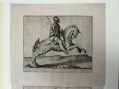 A Cavalryman, Sword to Shoulder, Riding to the Right, plate 14 from The Riding School, or Exercise of Cavalry