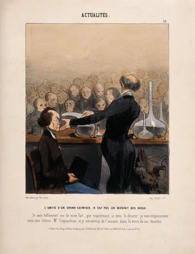 A chemist gives a demonstration involving arsenic to an audience