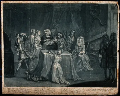 A clergyman conducting a chaotic christening