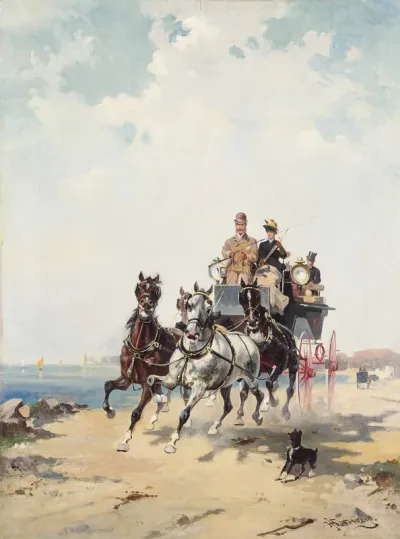 A coach by the shore