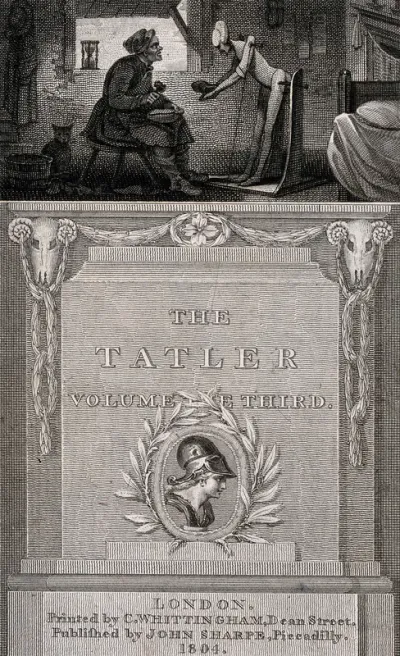 A cobbler sits on a stool in front of a wooden jointed figure which he has created in order to give himself respect
