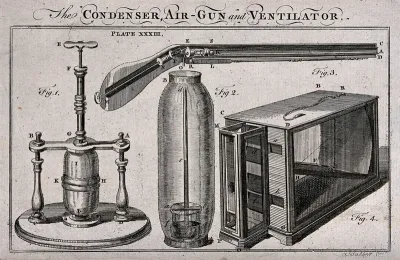 A condenser, an air-gun and a ventilator
