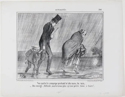 A country excursion during the beautiful month of May. “– Courage... Adelaïde it's just another league to go,” plate 308 from Actualités