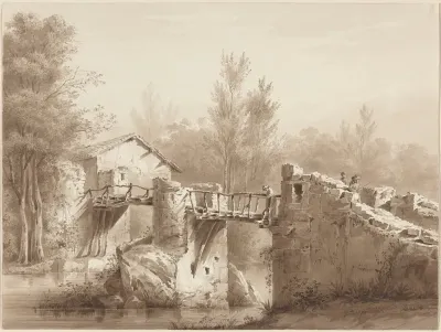 A Country Road across an Ancient Bridge