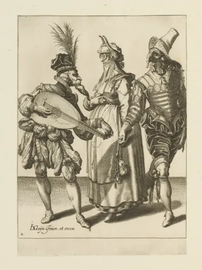 A Couple Addressed by a Lute Player, plate 2 from "The Masquerades"