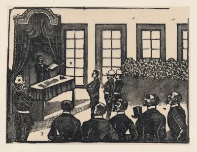 A courtroom scene