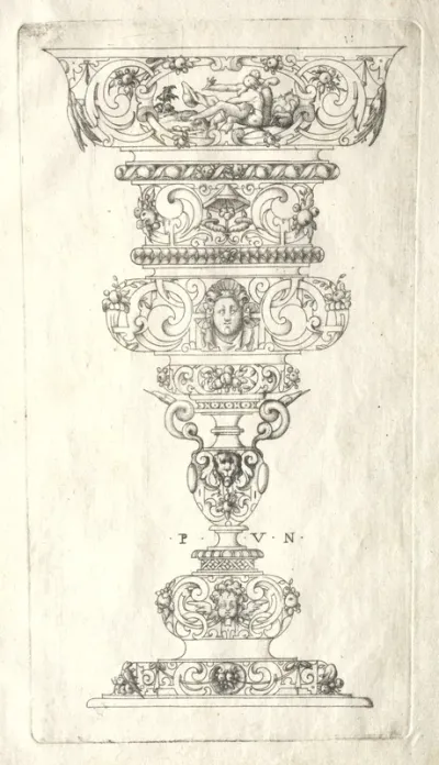 A cup with an amorous couple