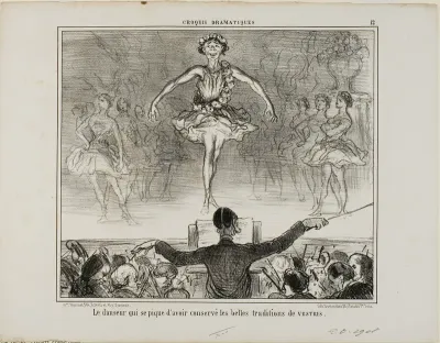 A dancer who claims to have preserved the great tradition of VESTRI, plate 12 from Croquis Dramatiques