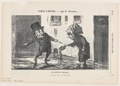 A day of black ice, the angel of the sidewalk, from "Paris in Winter"