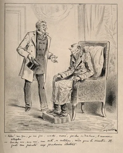 A decrepit old man is told by his friend that he is ripe for a position in the Senate