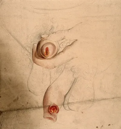 A diseased penis shown from two angles
