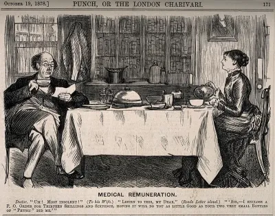 A doctor reading out a letter from a dissatisfied patient to his wife over breakfast