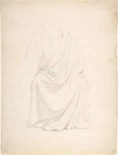 A Drapery Study of a Seated Man