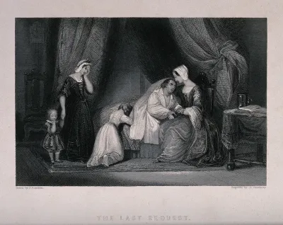 A dying man is surrounded by his family