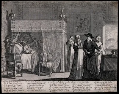 A dying man lies in bed realizing that the doctor cannot cure him