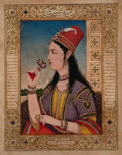 A European (?) woman wearing Mughal costume and jewellery
