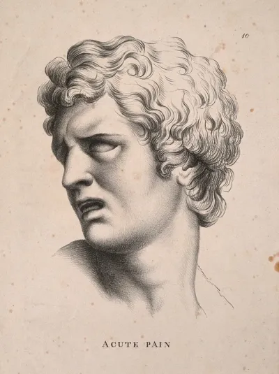 A face turned away, suffering acute pain