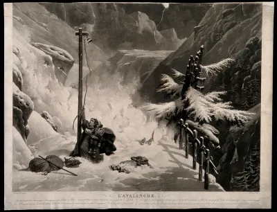 A family caught in an avalanche along the Mount St