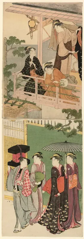 A Fan Peddler Passing Beneath a Balcony