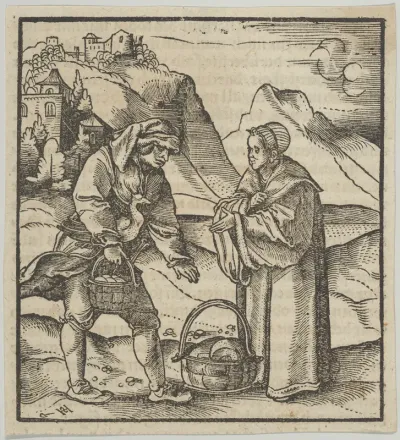 A Farmer and his Patron, from Hymmelwagen auff dem, wer wol lebt...
