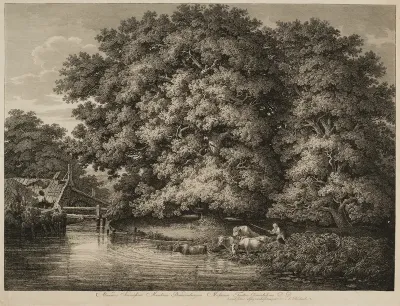 A Farmer Driving his Cattle into the Water