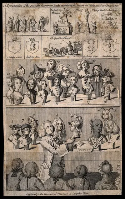A fashionable lecturer demonstrates the art of physiognomy through reference to busts